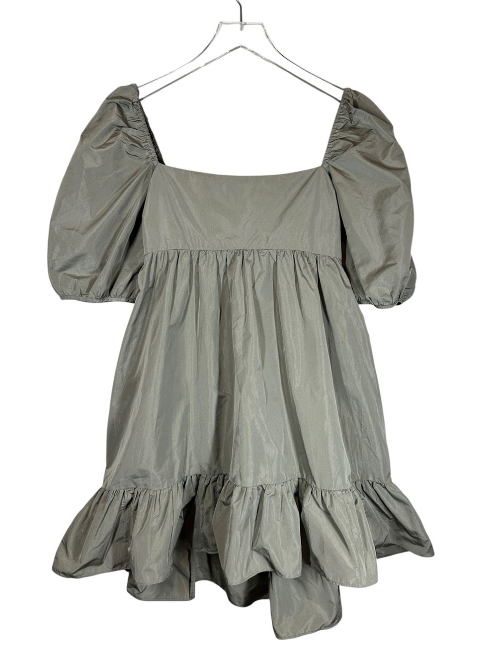 WILFRED Serenade Women's Medium Puff Sleeve Square Neck Mini Dress Basal Green